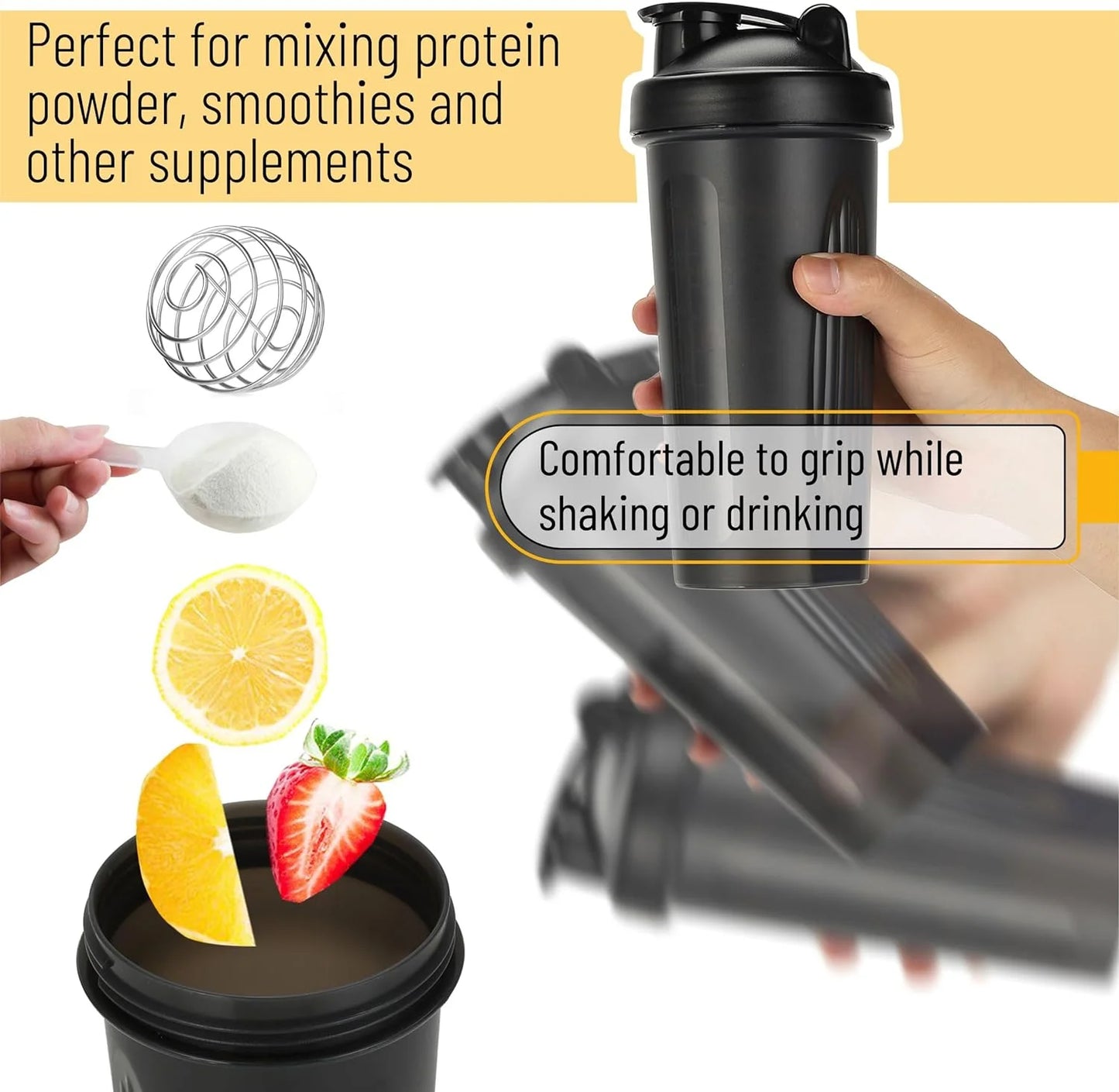 - Shaker Bottles for Protein Mixes, 20 Oz